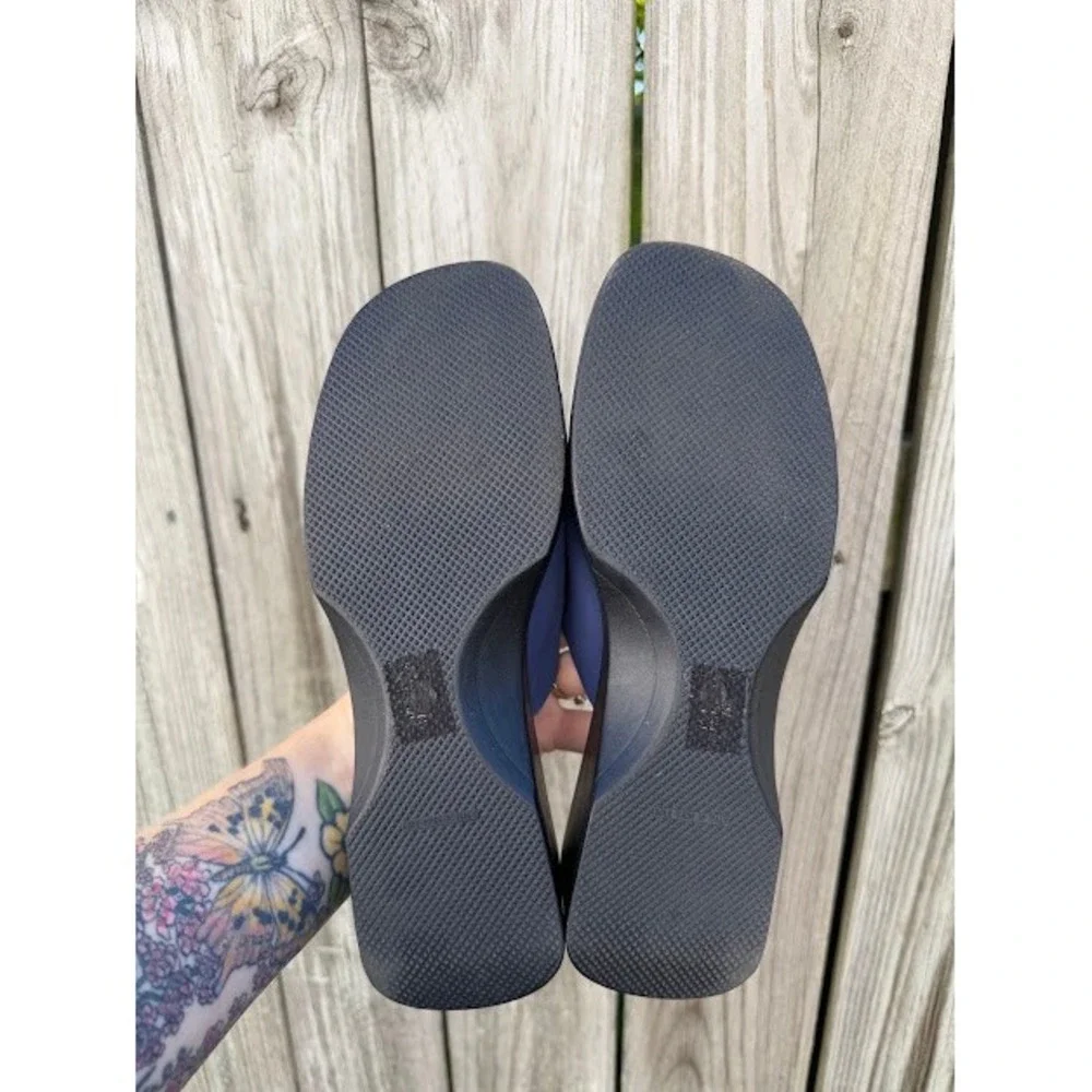 Vintage Brats 90s Mootsies Tootsies Platform Sandals Womens 9 Navy Blue Wedge